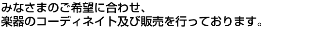 みなさまのご希望に合わせ、楽器のコーディネイト及び販売を行っております。